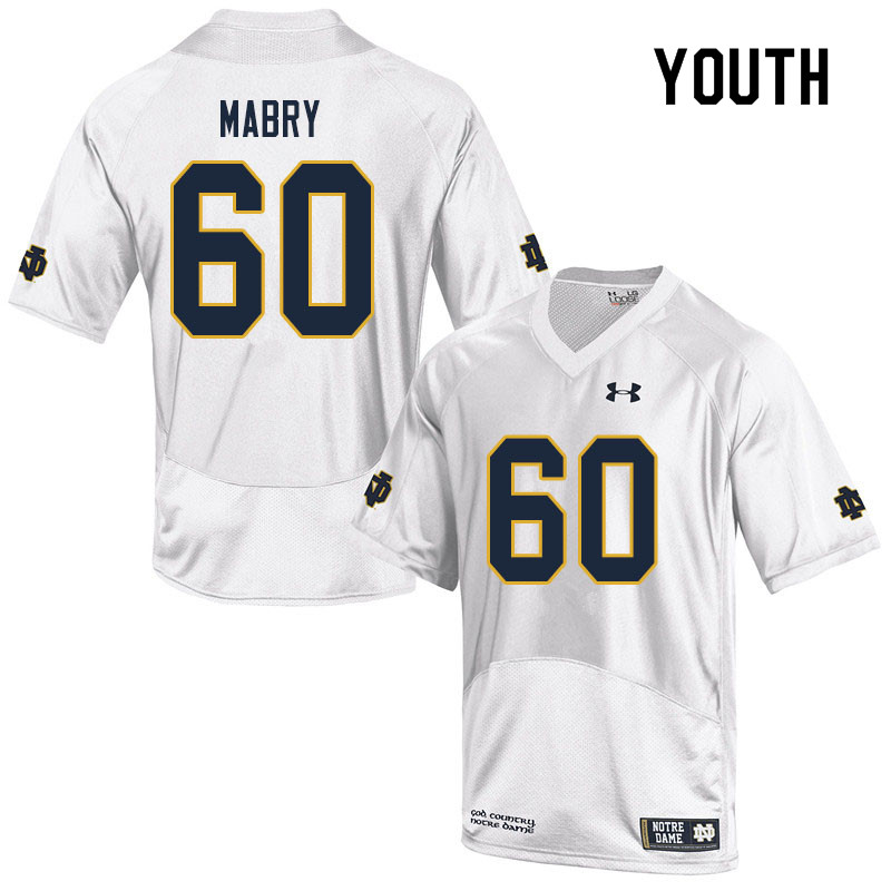 Youth #60 Cole Mabry Notre Dame Fighting Irish College Football Jerseys Sale-White